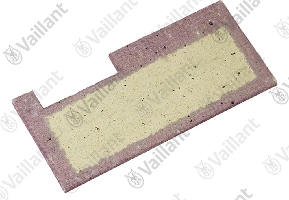 Isolierungsteil von Vaillant, rechteckige Form mit einer hellen und einer dunkleren Oberfläche, vermutlich für Heizungsanwendungen.